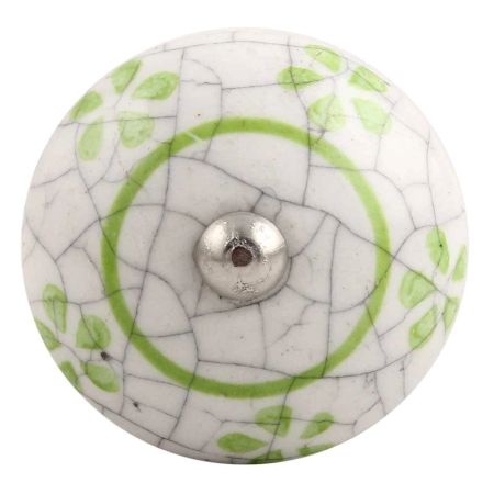 Pea Green Floral Crackle Ceramic Wine Stopper 